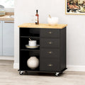 Kitchen Island on Wheels with Door, 2 Drawers, 3 Shelves and Storage Cabinet, 31.5 in. Wide