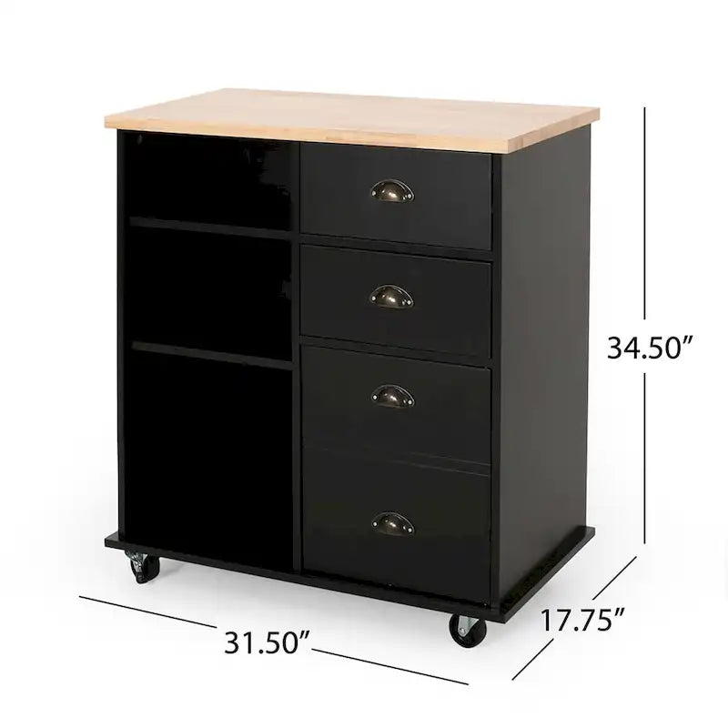 Kitchen Island on Wheels with Door, 2 Drawers, 3 Shelves and Storage Cabinet, 31.5 in. Wide