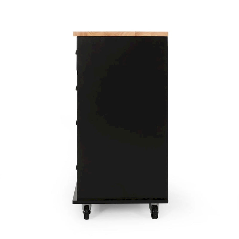 Kitchen Island on Wheels with Door, 2 Drawers, 3 Shelves and Storage Cabinet, 31.5 in. Wide
