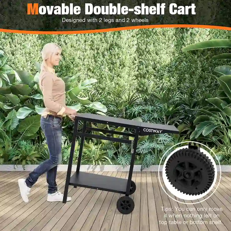 Double-Shelf Movable Multifunctional Kitchen Dining Cart