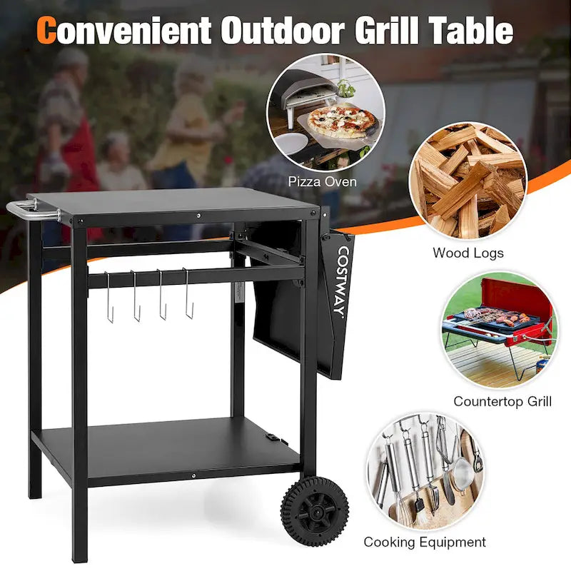Double-Shelf Movable Multifunctional Kitchen Dining Cart