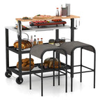 Gymax Rolling Bar Cart w/ Flip-up Table Hooks Paper Towel Holder 2