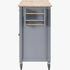 Kitchen Island Cart with Solid Wood Top and Locking Wheels