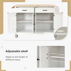 Kitchen Island Cart with Solid Wood Top and Locking Wheels