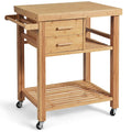Bamboo Kitchen Island Rolling Storage Cart with Wheels