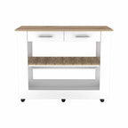 Light Oak and White Kitchen Island with Drawer, Shelves and Casters - 20 in. x 40 in. x 20 in.