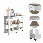 Light Oak and White Kitchen Island with Drawer, Shelves and Casters - 20 in. x 40 in. x 20 in.