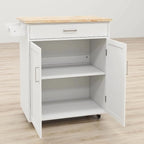 Mobile Kücheninsel mit Schublade, Schrank und Gummibaumholzplatte