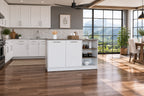 FM Furniture Gladiolus Kitchen Island, Two Cabinets, Three Open Shelves
