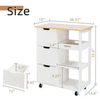 Kitchen Island Cart with 3 Open Shelves and 3 Drawers