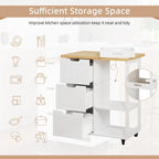 Kitchen Island Cart with 3 Open Shelves and 3 Drawers