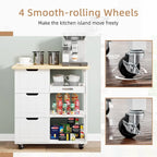 Kitchen Island Cart with 3 Open Shelves and 3 Drawers