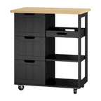 Kitchen Island Cart with 3 Open Shelves and 3 Drawers