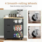 Kitchen Island Cart with 3 Open Shelves and 3 Drawers