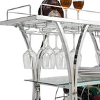 Barwagen mit Weinregal, gehärtetem Glas und Metallrahmen