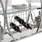 Barwagen mit Weinregal, gehärtetem Glas und Metallrahmen