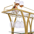 Barwagen mit Weinregal, gehärtetem Glas und Metallrahmen