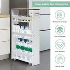 4-Tier Rolling Storage Trolley with Convenient Handle and Large Space