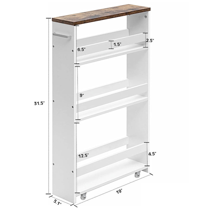 4-Tier Rolling Storage Trolley with Convenient Handle and Large Space