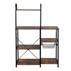 35.5 in. Kitchen Baker's Rack, 4-Tier Microwave Stand Spice Rack Organizer with 10 Hooks