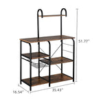 35.5 in. Kitchen Baker's Rack, 4-Tier Microwave Stand Spice Rack Organizer with 10 Hooks