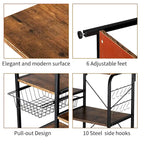 35.5 in. Kitchen Baker's Rack, 4-Tier Microwave Stand Spice Rack Organizer with 10 Hooks