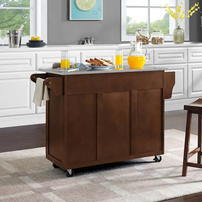 Stainless Steel Top Kitchen Cart - 18 in. D x 51.5 in. W x 35.25 in. H