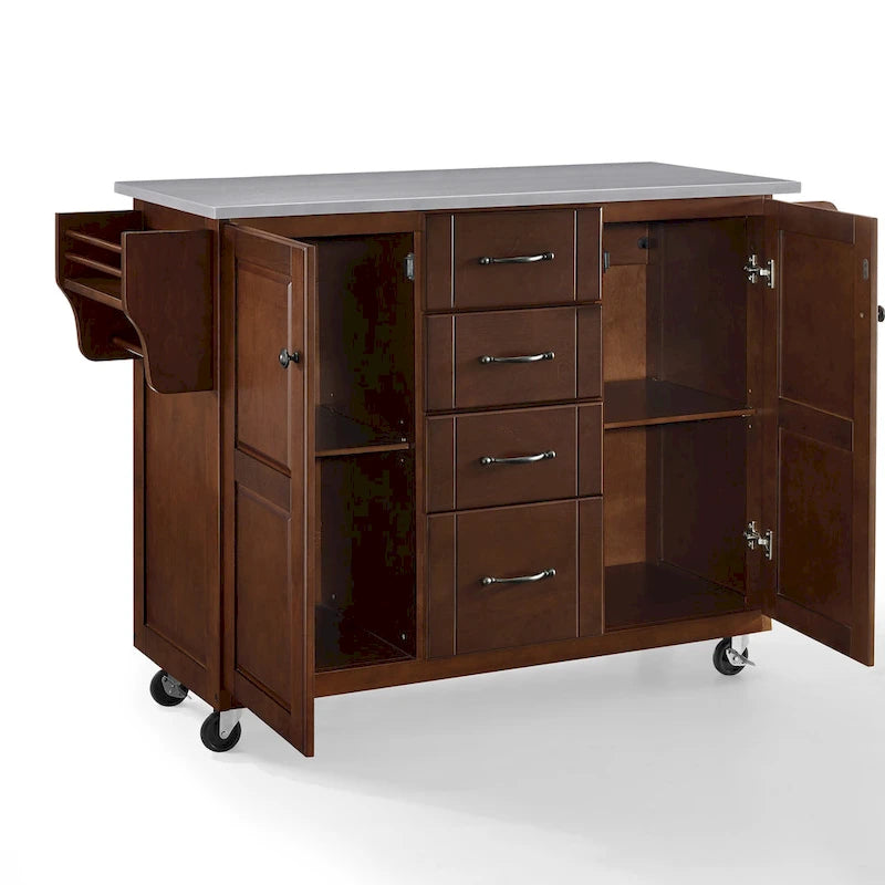 Stainless Steel Top Kitchen Cart - 18 in. D x 51.5 in. W x 35.25 in. H