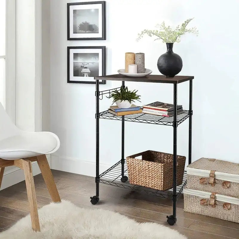 Metal 3-Tier Rolling Kitchen Utility Cart