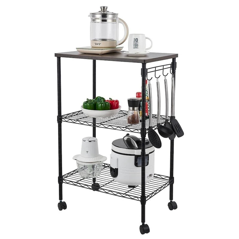 Metal 3-Tier Rolling Kitchen Utility Cart