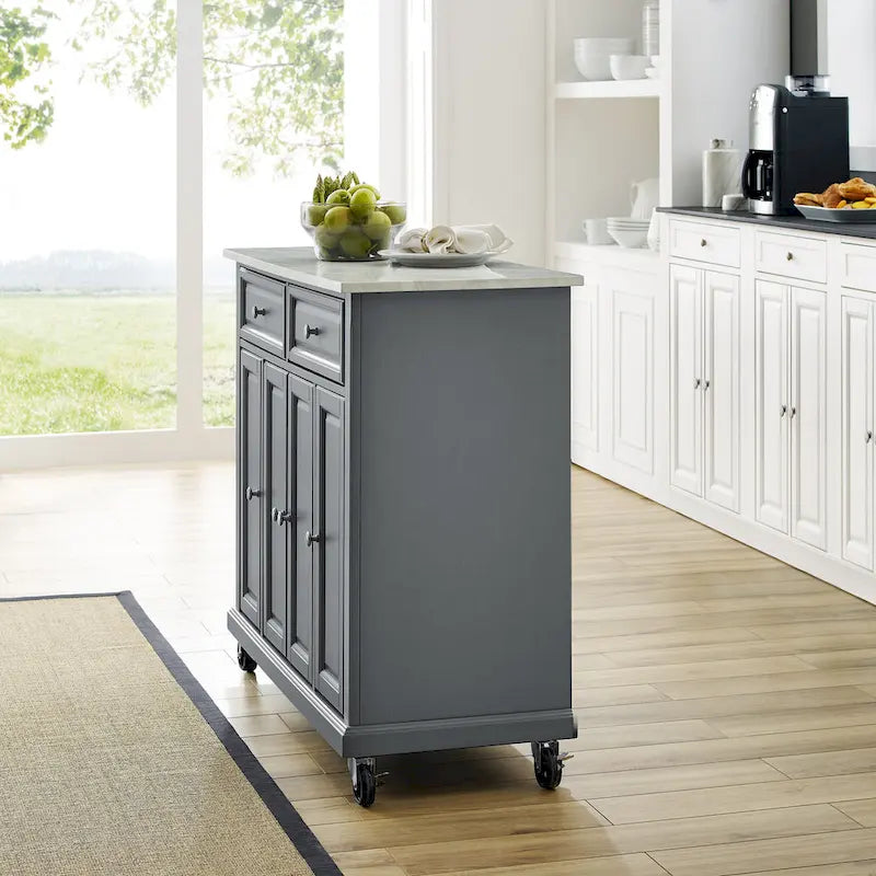 Kitchen Cart with Two Drawers and Three Cabinets - 42.13 in. W x 18 in. D x 36 in. H
