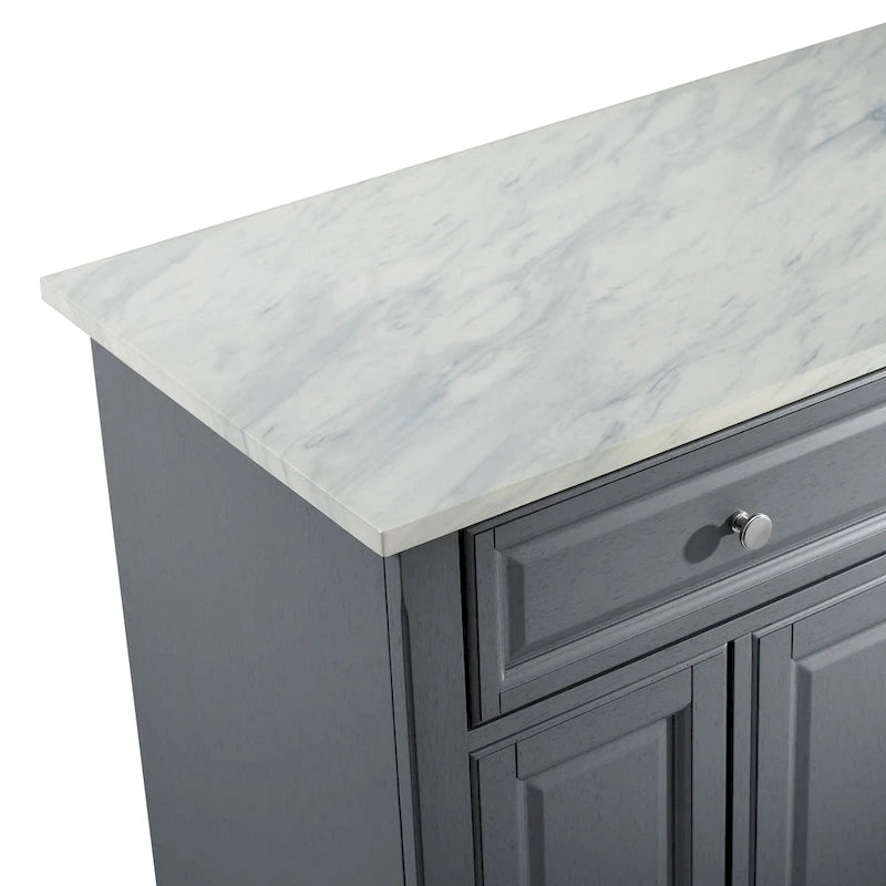 Kitchen Cart with Two Drawers and Three Cabinets - 42.13 in. W x 18 in. D x 36 in. H
