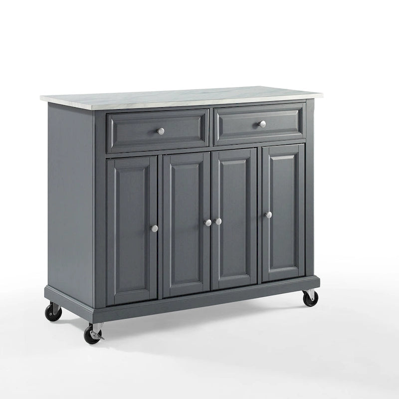 Kitchen Cart with Two Drawers and Three Cabinets - 42.13 in. W x 18 in. D x 36 in. H