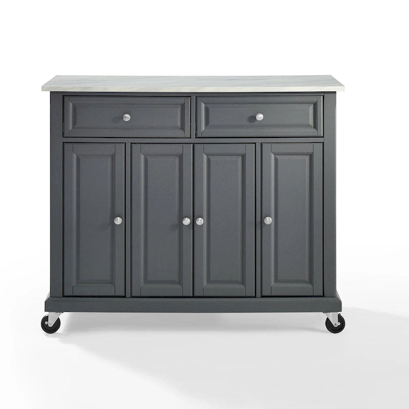 Kitchen Cart with Two Drawers and Three Cabinets - 42.13 in. W x 18 in. D x 36 in. H