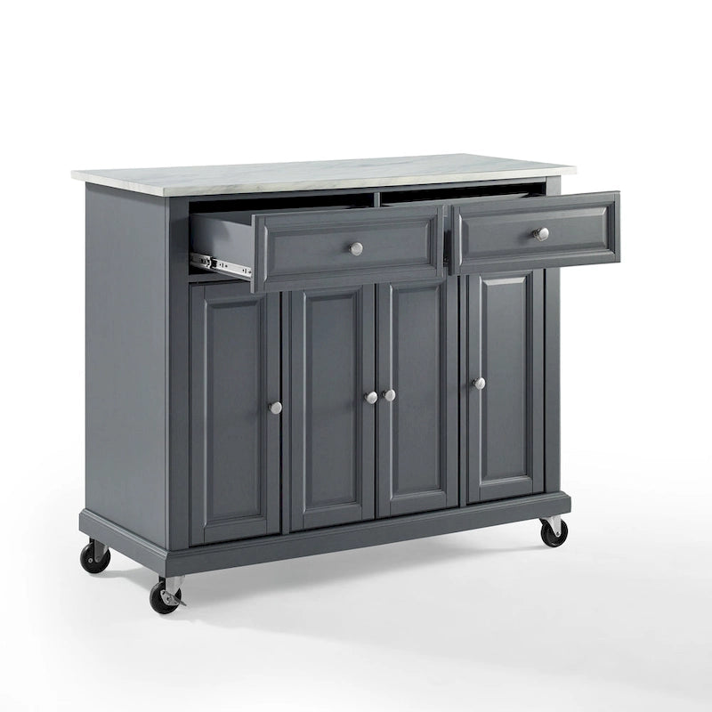 Kitchen Cart with Two Drawers and Three Cabinets - 42.13 in. W x 18 in. D x 36 in. H