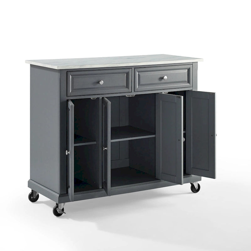 Kitchen Cart with Two Drawers and Three Cabinets - 42.13 in. W x 18 in. D x 36 in. H