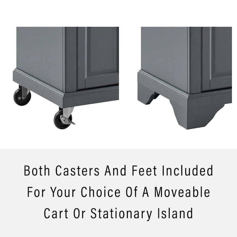 Kitchen Cart with Two Drawers and Three Cabinets - 42.13 in. W x 18 in. D x 36 in. H