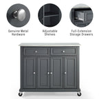 Kitchen Cart with Two Drawers and Three Cabinets - 42.13 in. W x 18 in. D x 36 in. H