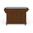 Full Size Granite Top Kitchen Cart in Cherry - 18 in. D x 51.5 in. W x 36 in. H