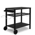 Outdoor Grill Cart Movable BBQ Trolley Food Prep Cart with Two Wheels and Hooks