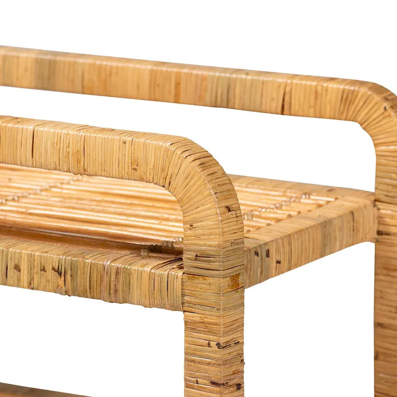 Moderner Boho-Küchenwagen aus natürlichem Rattan