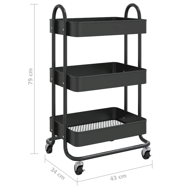 3-Tier Kitchen Trolley Storage Utility Cart - 16.9 x 13.4 x 31.1 in.