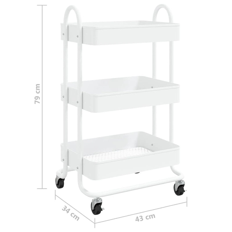 3-Tier Kitchen Trolley Storage Utility Cart - 16.9 x 13.4 x 31.1 in.