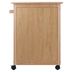 Kitchen Cart with Cabinet, Drawer and Towel Bar in Natural Finish - 26.9 x 18.2 x 34.3 in.
