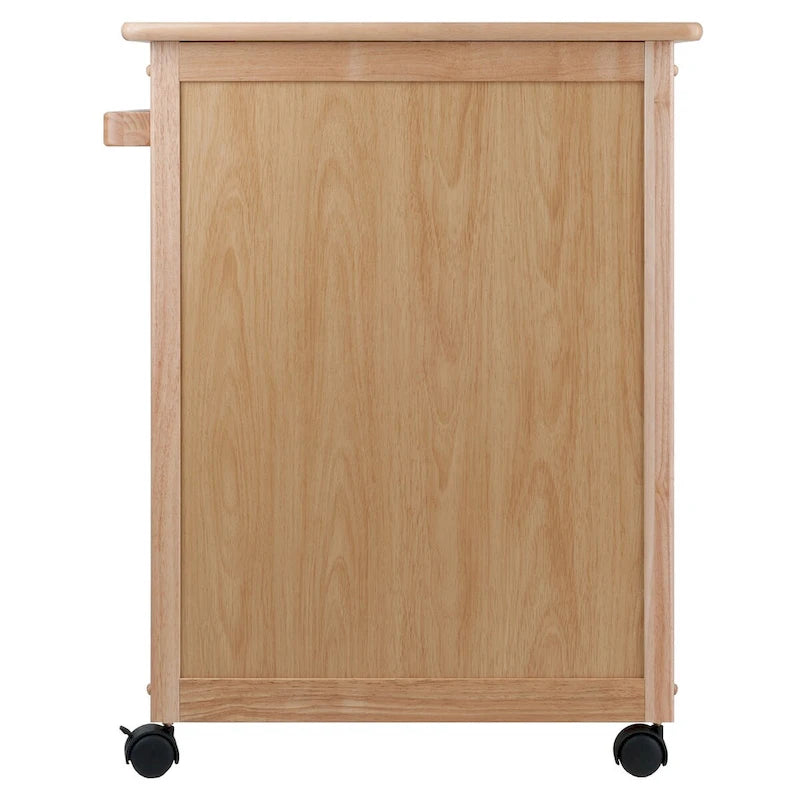 Kitchen Cart with Cabinet, Drawer and Towel Bar in Natural Finish - 26.9 x 18.2 x 34.3 in.