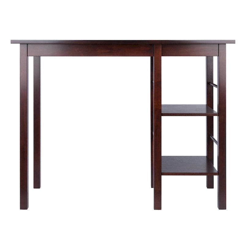 Breakfast Kitchen Island with Shelves in Walnut Finish - 45 in. W x 19.7 in. D x 36.2 in. H