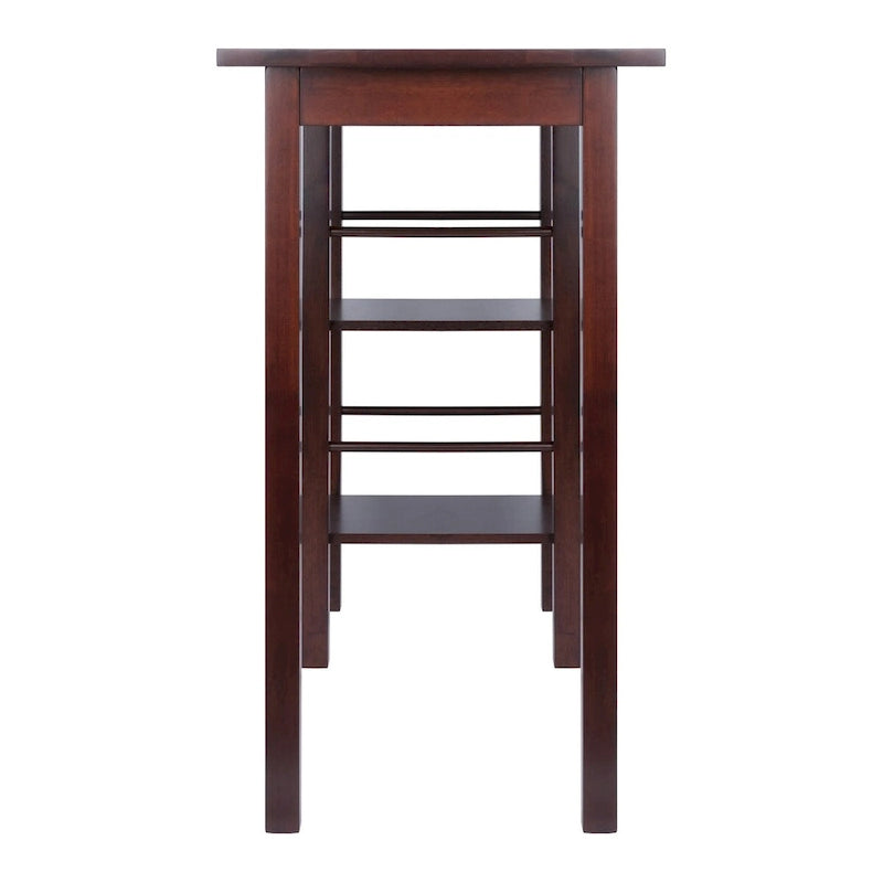 Breakfast Kitchen Island with Shelves in Walnut Finish - 45 in. W x 19.7 in. D x 36.2 in. H