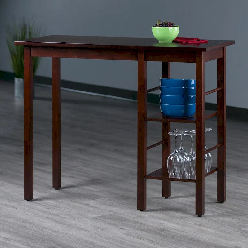 Breakfast Kitchen Island with Shelves in Walnut Finish - 45 in. W x 19.7 in. D x 36.2 in. H