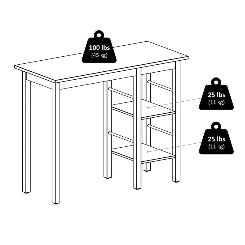 Breakfast Kitchen Island with Shelves in Walnut Finish - 45 in. W x 19.7 in. D x 36.2 in. H