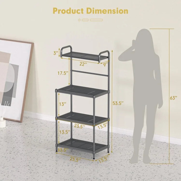 4-Tier Kitchen Storage Rack, Bakers Rack Organizer - 23.5 in. x 13.5 in. x 53.5 in. (L x W x H)
